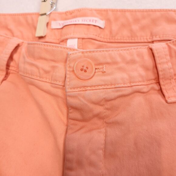 Victoria's Secret Button Zip Light Wash Chino Short Shorts Womens Size 4 Orange - Picture 4 of 10